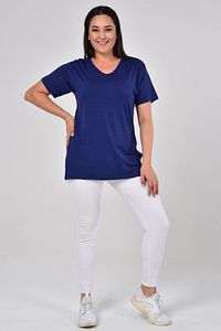 Büyük Beden Organik Pamuklu Yandan Yırtmaçlı Likralı Konfor Modeli Kısa Kollu Spor Ve Günlük T-shirt ürün fotoğrafı