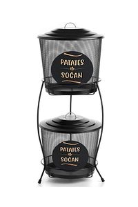 2 Katlı Metal Patates Soğan Kovası - Sebzelik - Patates Soğanlık Sepeti ürün fotoğrafı