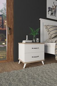Ae-2029 Inci 2 Çekmeceli Beyaz Komodin 49 Cm, Ayaklı ürün fotoğrafı