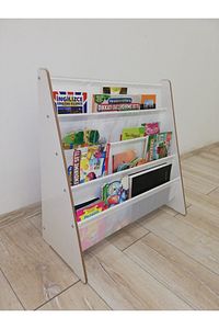 Montessori Ana Sınıfı Kreş Okul Çocuk Odası Kitaplığı Ahşap Kumaş Kitaplık Yıkanabilir Kumaş Beyaz ürün fotoğrafı