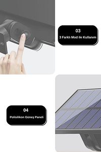 Güneş Enerjili Solar Hareket Sensörlü Dış Mekan Aydınlatma 106 Ledli Bahçe Balkon Aydınlatma ürün fotoğrafı