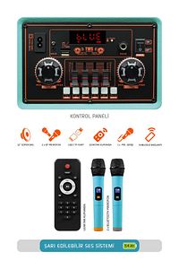 Şarjlı Çift Mikrofonlu Ses Sistemi Karaoke Sistemi Taşınabilir Amfi MTX7 Bluetooth Hoparlör ürün fotoğrafı