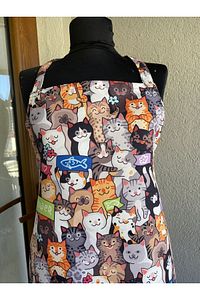 Kedi Desenli Mutfak Önlüğü Şef Önlüğü Aşçı Kıyafeti Birinci Kalite Chef Önlüğü ürün fotoğrafı