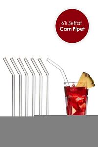 Şeffaf 6'lı Cam Eğimli Pipet ürün fotoğrafı