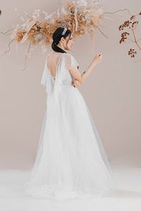 Lez Dantel Melek Kollu Gelinlik,nikah Elbisesi ürün fotoğrafı