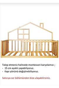 Evli Unisex Montessori Bebek Ve Çocuk Karyolası Doğal Ahşap Yatak ürün fotoğrafı
