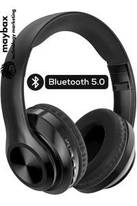 Bluetooth Kulaklık Kablosuz Stereo Kulaklık Macaron Kulaklık Renkli-siyah ürün fotoğrafı