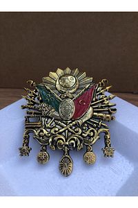 Gold Renk Küçük Boy Vidalı Osmanlı Panjur Arması Tuğrası ürün fotoğrafı