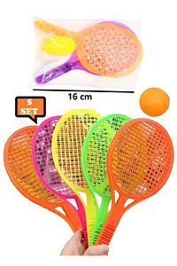 Oyuncak 5'li Set Plastik Raket Karne Hediyesi Okul Öncesi Hediyelik 16 Cm Mini Boy Tenis Raketi ürün fotoğrafı