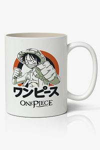 One Piece Monkey D. Luffy Anime Baskılı Beyaz Porselen Kupa Bardak ürün fotoğrafı