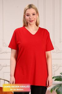 Büyük Beden Organik Pamuklu Yandan Yırtmaçlı Likralı Konfor Modeli Kısa Kollu Spor Ve Günlük T-shirt ürün fotoğrafı
