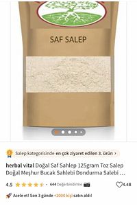 Sahlep 125gram Toz Salep Meşhur Dondurma Ve Içecek Salebi ürün fotoğrafı