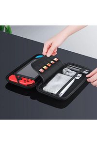 Switch Lite Taşıma Kılıfı Çanta Oyun Bölmeli Darbe Emici Sert Kapak Su Geçirmez Siyah ürün fotoğrafı