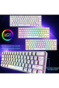 Trol Red Switch Mini Rgb Oyun Klavyesi Gaming Mekanik 62 Tuşlu 18 Rgb Led Usb Tip-c Kablosu Beyaz ürün fotoğrafı