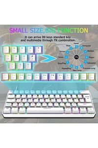 Trol Red Switch Mini Rgb Oyun Klavyesi Gaming Mekanik 62 Tuşlu 18 Rgb Led Usb Tip-c Kablosu Beyaz ürün fotoğrafı