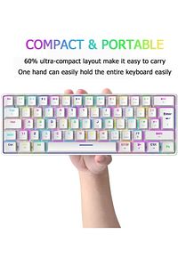 Trol Red Switch Mini Rgb Oyun Klavyesi Gaming Mekanik 62 Tuşlu 18 Rgb Led Usb Tip-c Kablosu Beyaz ürün fotoğrafı