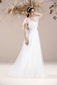 Lez Dantel Melek Kollu Gelinlik,nikah Elbisesi ürün fotoğrafı