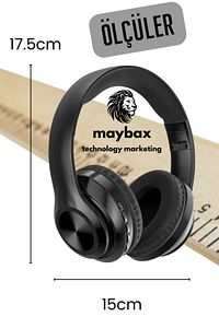 Bluetooth Kulaklık Kablosuz Stereo Kulaklık Macaron Kulaklık Renkli-siyah ürün fotoğrafı
