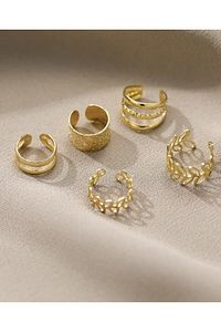 Kadın Gold 5'Li Kıkırdak Küpe Seti ürün fotoğrafı