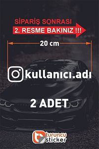 Instagram Logolu Kullanıcı Adı - 2 Adet 20 Cm -   Araç Kelebek Cam Sticker Etiketi Folyo Kesim ürün fotoğrafı