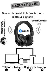 Bluetooth Kulaklık Kablosuz Stereo Kulaklık Macaron Kulaklık Renkli-siyah ürün fotoğrafı