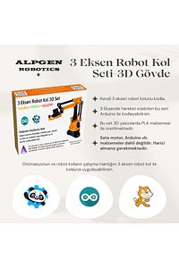 Dıy Arduino 3 Eksen Robot Kol 3d Parça Seti (ELEKTRONİKSİZ) ürün fotoğrafı