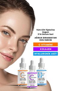 Üçlü Serum Paketi (C VİTAMİNİ - KOLAJEN - HYALURONİK ASİT SERUMU) ürün fotoğrafı