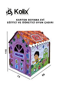 Büyük Boy Xxl Karton Boyama Evi Eğitici Ve Öğretici Oyun Evi Oyun Çadırı ürün fotoğrafı