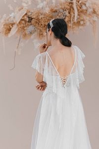 Lez Dantel Melek Kollu Gelinlik,nikah Elbisesi ürün fotoğrafı