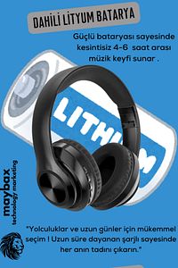 Bluetooth Kulaklık Kablosuz Stereo Kulaklık Macaron Kulaklık Renkli-siyah ürün fotoğrafı