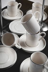 12 Parça 6 Kişilik Stackable Platin Gümüş Yaldızlı Kahve Fincan Takımı - Kahve Fincanı Seti 100ml ürün fotoğrafı