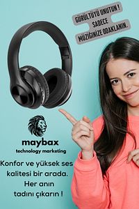 Bluetooth Kulaklık Kablosuz Stereo Kulaklık Macaron Kulaklık Renkli-siyah ürün fotoğrafı