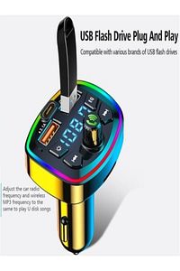 Araç Bluetooth 5.0 Fm Transmitter Cihazı Araba Müzik Mp3 Çalar Oto Çakmaklık Şarj Aleti ürün fotoğrafı