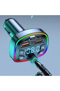 Araç Bluetooth 5.0 Fm Transmitter Cihazı Araba Müzik Mp3 Çalar Oto Çakmaklık Şarj Aleti ürün fotoğrafı