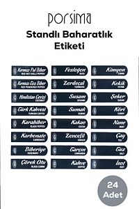 1041 Standlı 12 Li Kendinden Yapışkanlı Kaşıklı Kapaklı Baharatlık Takımı-etiketli Baharatlık-siyah ürün fotoğrafı