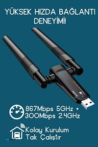 Wifi Adaptör Masaüstü Bilgisayar Wi-fi Anten 1800mpbs Dual Band Anten Windows10 / 11 ürün fotoğrafı