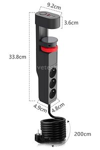 Akım Korumalı Priz Masa Kenarı Ayarlanabilir 3 Priz + 2 USB + 1 Type C Girişli Priz ürün fotoğrafı