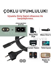 1.5mt Güç Kablosu Ps2/ps3/ps4/xbox One S/radyo/tv Uyumlu Power Elektrik Kablosu ürün fotoğrafı