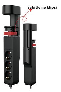 Akım Korumalı Priz Masa Kenarı Ayarlanabilir 3 Priz + 2 USB + 1 Type C Girişli Priz ürün fotoğrafı