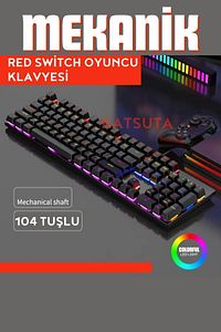 Red Switch Mekanik Gaming Oyuncu Klavyesi Colorfull RGB Işıklı ürün fotoğrafı