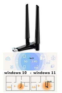 Wifi Adaptör Masaüstü Bilgisayar Wi-fi Anten 1800mpbs Dual Band Anten Windows10 / 11 ürün fotoğrafı