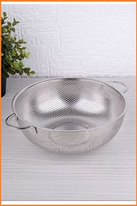 Paslanmaz Çelik Makarna Süzgeci 22 Cm Metal Kulplu Kevgir ürün fotoğrafı
