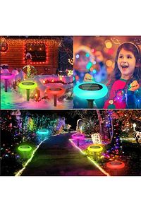 GÜNEŞ ENERJİLİ YUVARLAK SAPLAMALI RGB ÇOK RENKLİ BAHÇE AYDINLATMA LAMBASI LED IŞIK ürün fotoğrafı