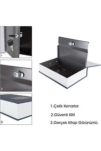 Kitap Görünümlü Anahtarlı Çelik Mini Kasa Ev İçin Altın Takı Kutusu Kasa Kumbara Kilitli Sandık ürün fotoğrafı