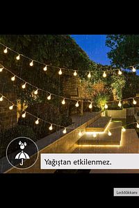 50 Led 7 Metre Sarı Opak Solar Led Işık Güneş Enerjili Bahçe Teras Balkon Ağaç Lambası Aydınlatması ürün fotoğrafı