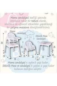 3105 Bambu & Mama Bambu Çalışma Masalı Pedli Mama Sandalyesi Bej 3 In 1 ürün fotoğrafı