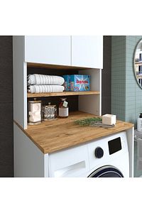 Cd9 Çamaşır-kurutma Makinesi Dolabı 3 Raflı 2 Kapaklı Banyo Dolabı Mat Beyaz-ahşap 1712 ürün fotoğrafı