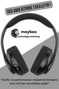 Bluetooth Kulaklık Kablosuz Stereo Kulaklık Macaron Kulaklık Renkli-siyah ürün fotoğrafı