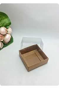 75 Adet 9x9x3 cm Asetat Kapaklı Kraft Kutu ürün fotoğrafı