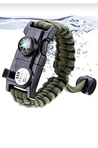 Paracord Acil Durum Sos Led Işıklı+ Pusula Ve Düdük Ateş Başlangıcı Magnezyum Çubuk ürün fotoğrafı